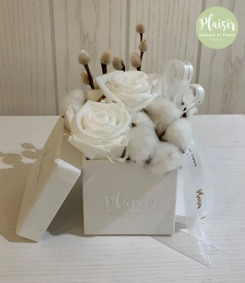 Double Infinity White Rose Box By Plaisir