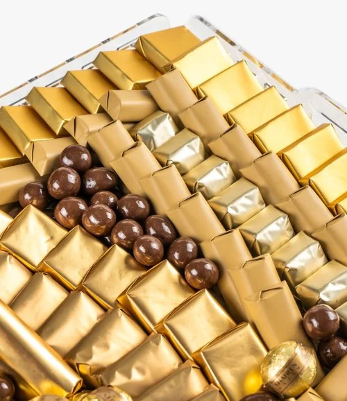 Elegant Gold Square Acrylic Chocolate Tray by Hazem Shaheen Delights  