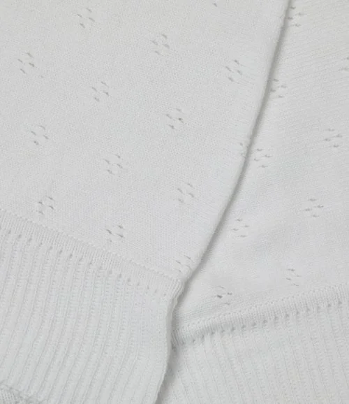 بطانية كبيرة منسوجة من القطن العضوي - أبيض- من إيلي جونيور 