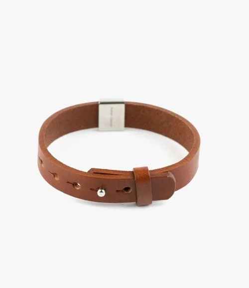Flat Brown Leather Bracelet by ZUS 
