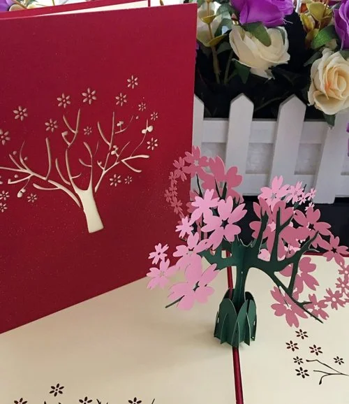 Pink Floral 3D Greeting Card