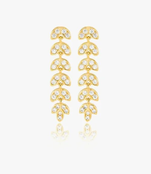 Gold-plated Leaf Earrings Inlaid With Original Zircon by NAFEES