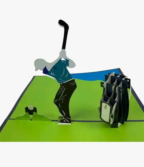 Golfer & Bag - 3D Pop up Card By Abra Cards