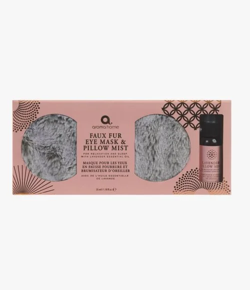 Grey Fur Eye Mask and Pillow Mist Set By Aroma Home