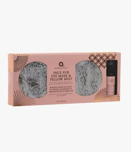 Grey Fur Eye Mask and Pillow Mist Set By Aroma Home