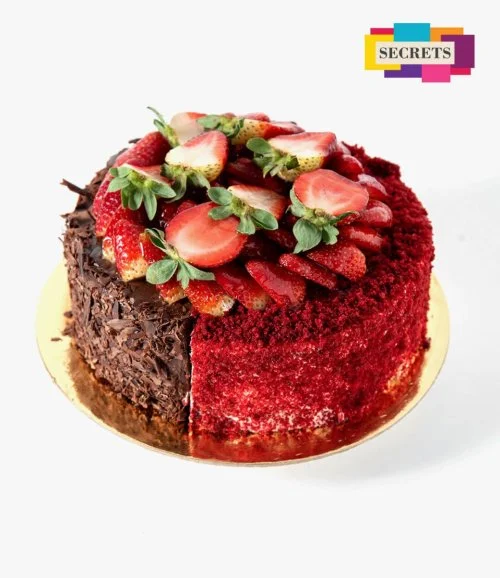 Half Red velvet & Half Fudge Cake by Secrets