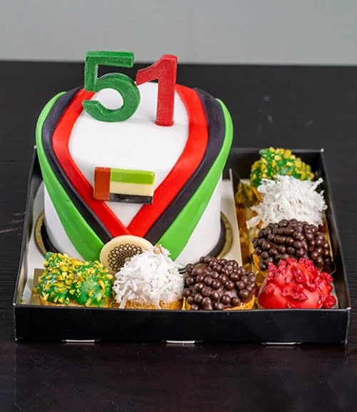 UAE Flag Mono Cake Hamper by Bloomsbury's