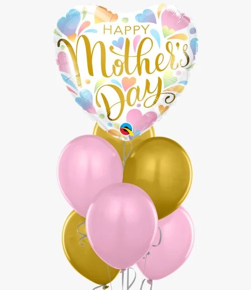 Happy Mothers Day Light Pink & Gold Balloon Bundle