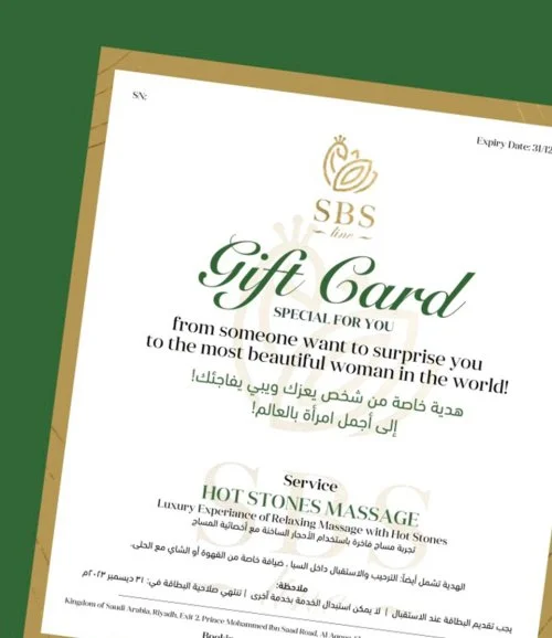 Hot Stone Massage Gift Card by SBS Spa