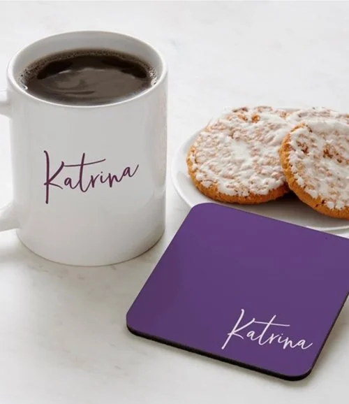 Initial Accent Personalised Mug and Coaster Set
