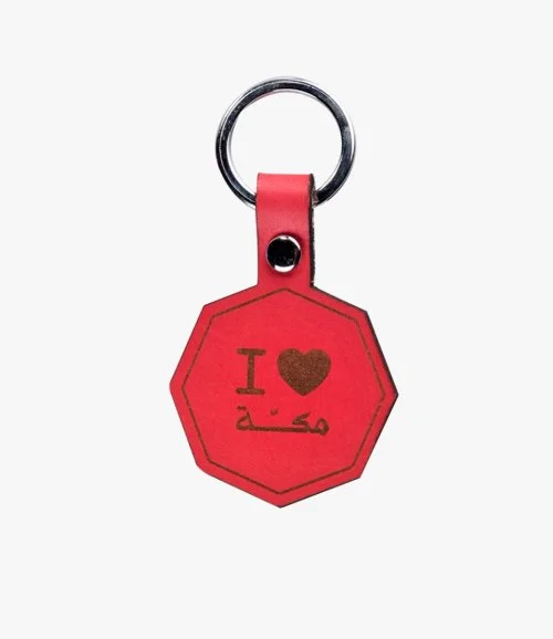 Key Chain I ♥ Makkah, Octagonal Red
