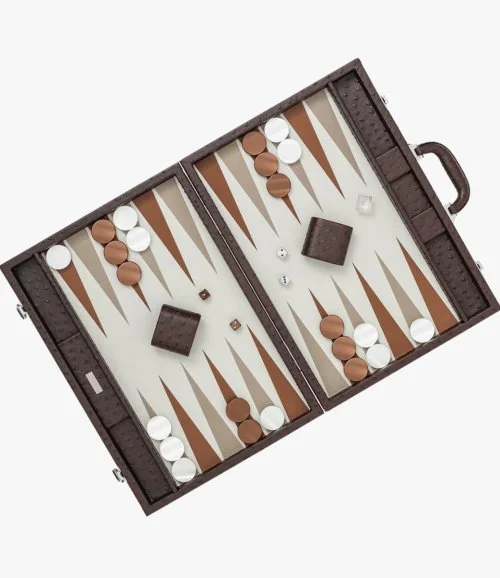 Large Brown Ostrich Backgammon Set By VIDO Backgammon