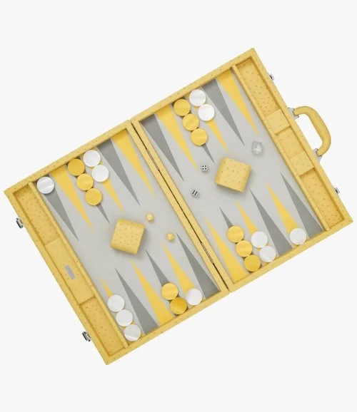 Large Yellow Ostrich Backgammon Set By VIDO Backgammon