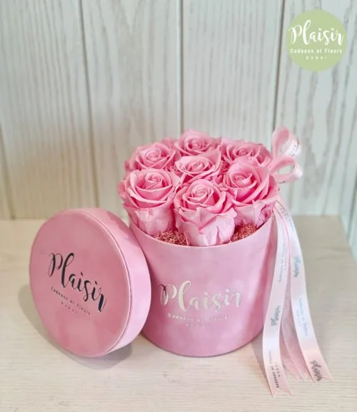 Luxury Long Life Roses In Pink Box By Plaisir