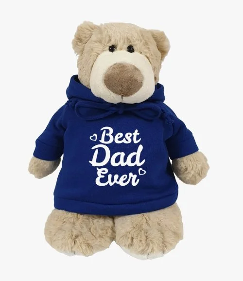 Mascot Bear "Best Dad Ever" Blue Hoodie 28cm by Fay Lawson