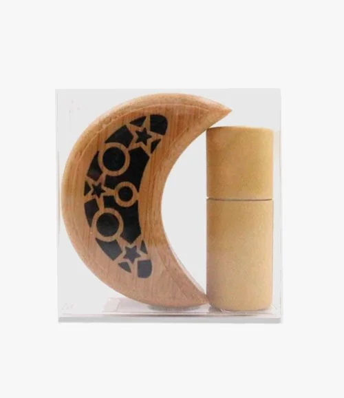 Mini Oud Incense Gift Set Moon Design Wooden Burner by Chocolatier