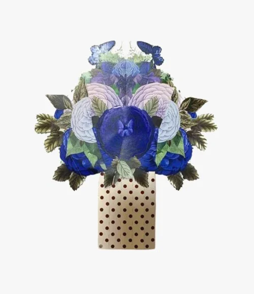 بطاقة  ثلاثية الأبعاد بتصميم باقة أزهار زرقاء مختلطة من أبرا كاردز