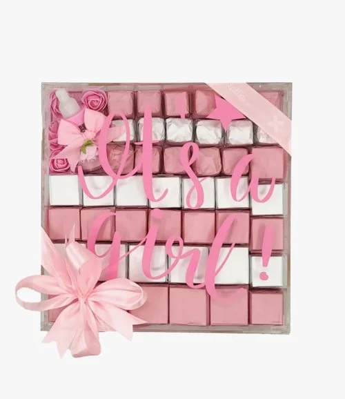 Mixed Chocolate Acrylic It's a Baby Girl Gift Box by Chocolatier