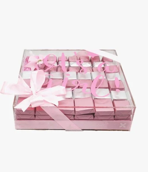 Mixed Chocolate Acrylic It's a Baby Girl Gift Box by Chocolatier