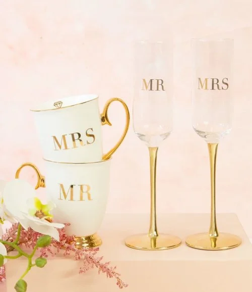 Mr & Mrs Champagne Flute - Set of 2  By Cristina Re