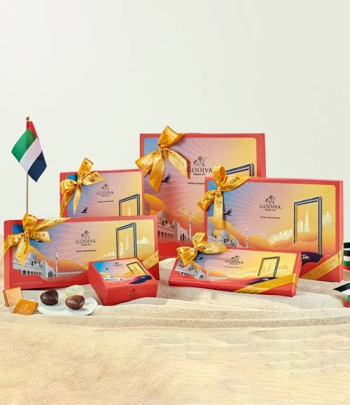 صندوق هدايا هيريتيج إصدار محدود لليوم الوطني الأماراتي 36 قطعة من جوديفا