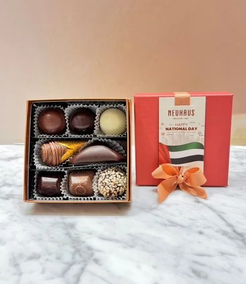 علبة هدايا شوكولاتة بلجيكية فاخرة لليوم الوطني ٨ قطع من نيوهاوس