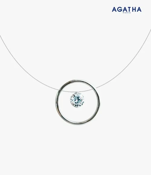 Transparent Thread  Necklace With Cubic Zirconia Pendant