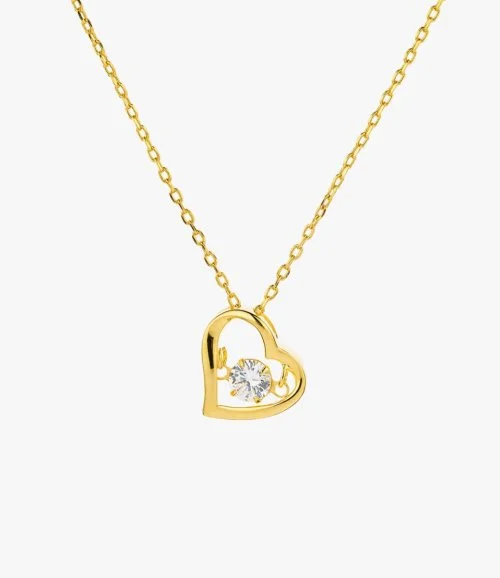  Gold-Plated Heart Beat Necklace - White Gold