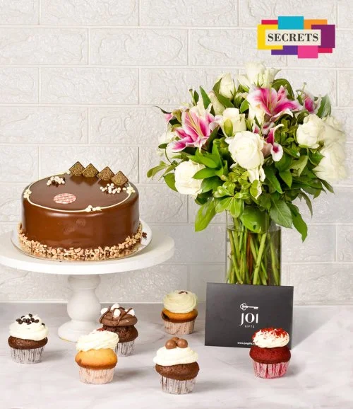 Nutella Cake, Cupcakes & Flowers Bundle