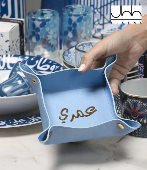 صينية عمري جلد كاتشال مع صندوق هدايا من صلصال