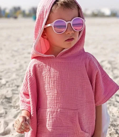 منشفة شاطئ من القطن العضوي - وردي مرجاني من ليتل سول +