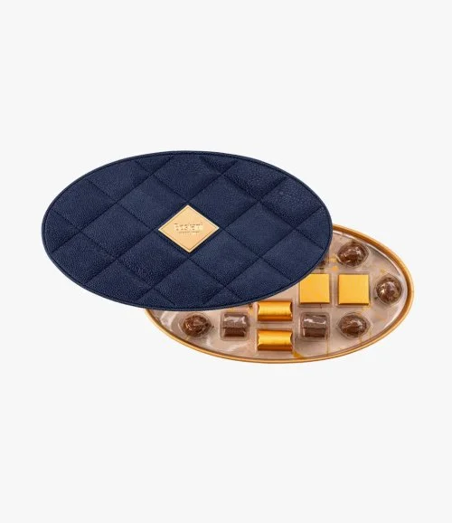 Oval Dark Blue Luxury Box By Bostani  - Small 
