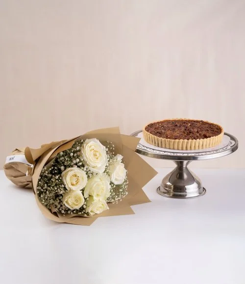 Pecan Pie & White Roses by Sugar Daddy's Bakery