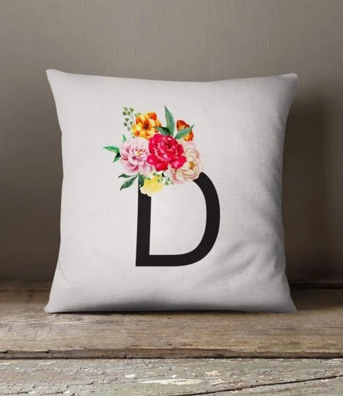 Personalized Floral Initial Cushion