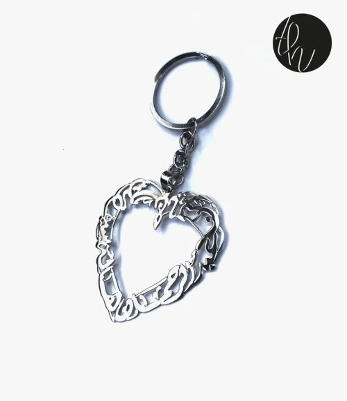 Personalized Names on a Heart-shaped Key Chain
