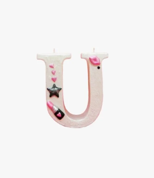 Pink Lipstick and Kiss Letter Candle -  U