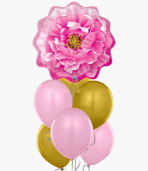 Pink Peony Flower Light Pink & Gold Balloon Bundle