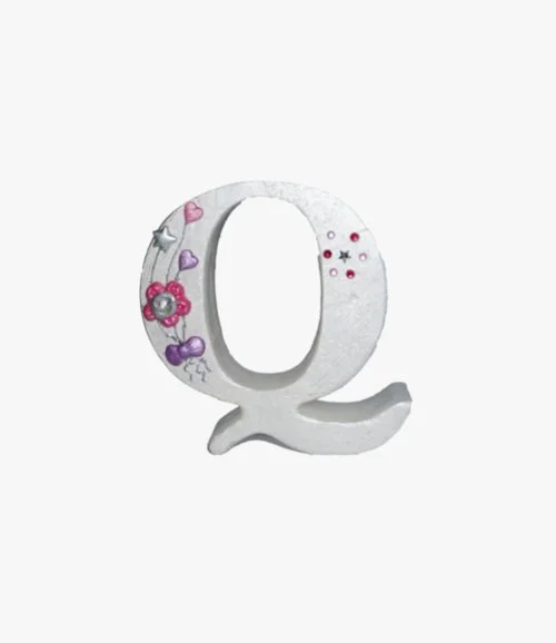 Pink Smiley Flower Letter Candle - Q