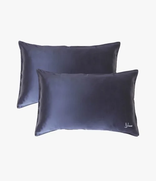 Pure Silk Personalised (Arabic) Pillowcase - Navy Blue