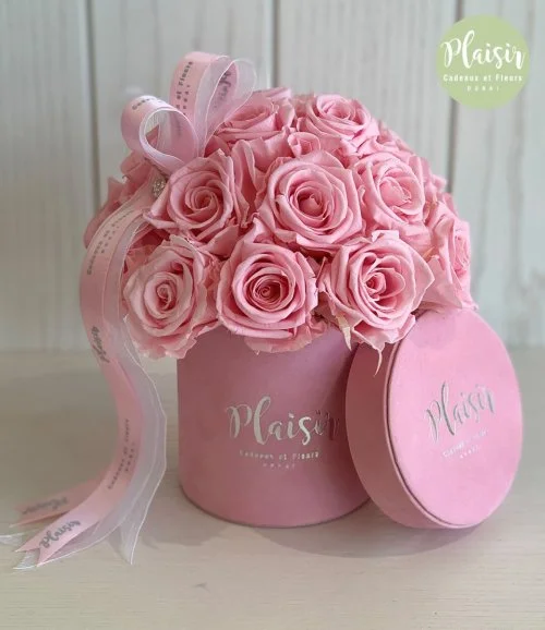 Infinity Pink Rose Dome Round Box By Plaisir