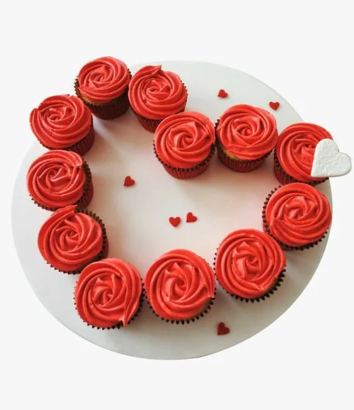 Red Heart Cupcake Cake