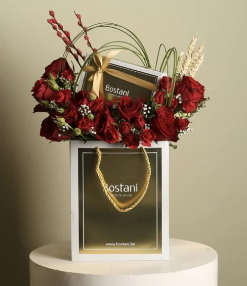 Red Joury Bag With Bostani Chocolate