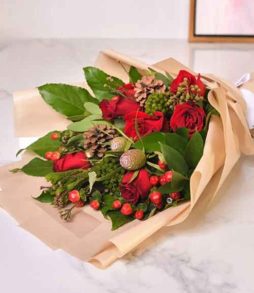 Red Rose Winter Bouquet