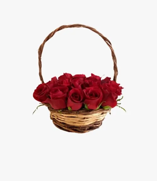 Roses in Wood Basket