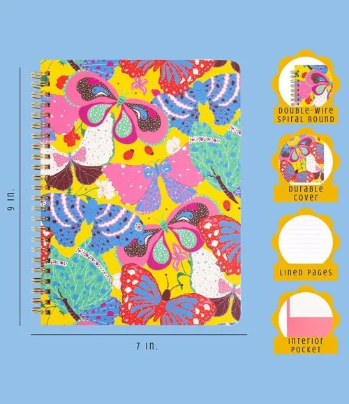 Rough Draft Mini Notebook, Berry Butterfly Yellow by Ban.do