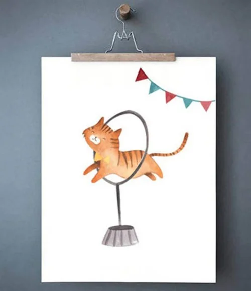 Set of 6 Circus Animals Watercolour Wall Art Prints by Sweet Pea