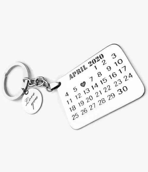 Personalized Calendar Keychain With A Circle