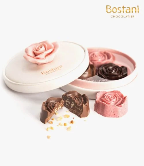 Small Rose Chocolate Box 3 Pieces by Bostani