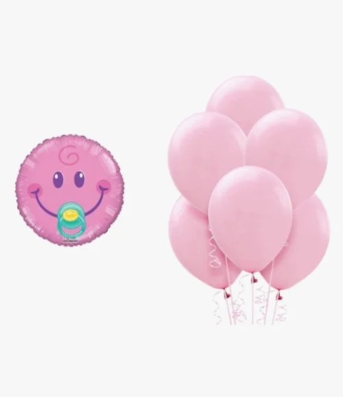 Smiley Baby Girl balloon Bundle
