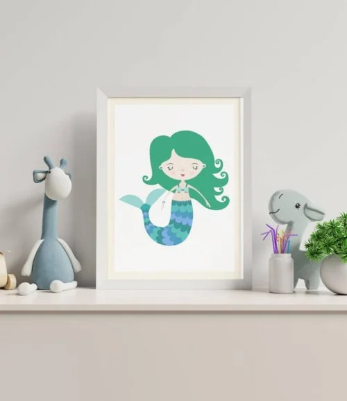 Green Mermaid Wall Art Print by Sweet Pea